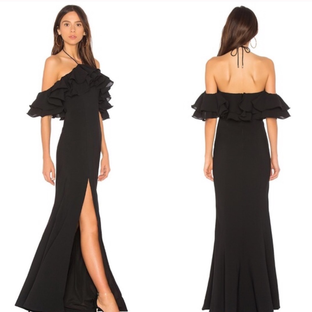 C/Meo Off Shoulder Ruffle Gown